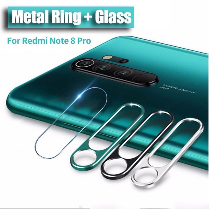 2in1 Ring Camera Lensa Xiaomi Redmi Note 8 / 8 Pro - Anti Gores Kaca Metal Kamera Belakang Premium