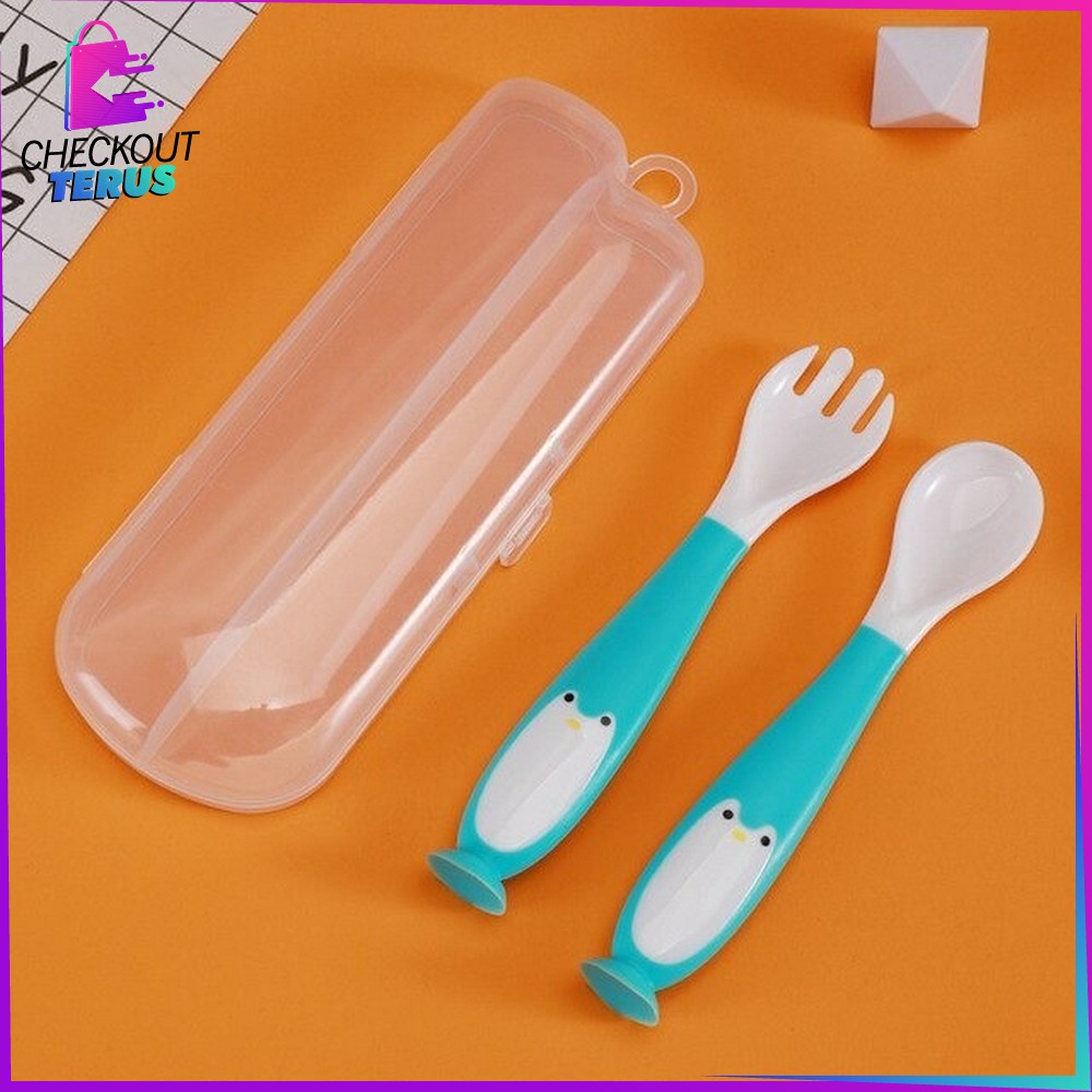 CT C345 Sendok Makan Bayi Sendok Bengkok Bayi Perlengkapan Bayi Sendok Garpu Set Anak Bayi Sendok Makan Bayi Silikon Fleksibel Spoon BPA Free