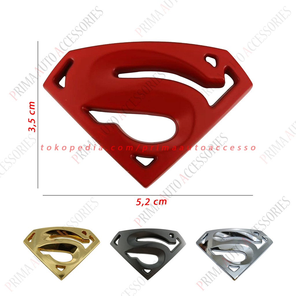 3D Superman Emblem Full Metal Sticker SuperHero Stiker Car Logo KECIL