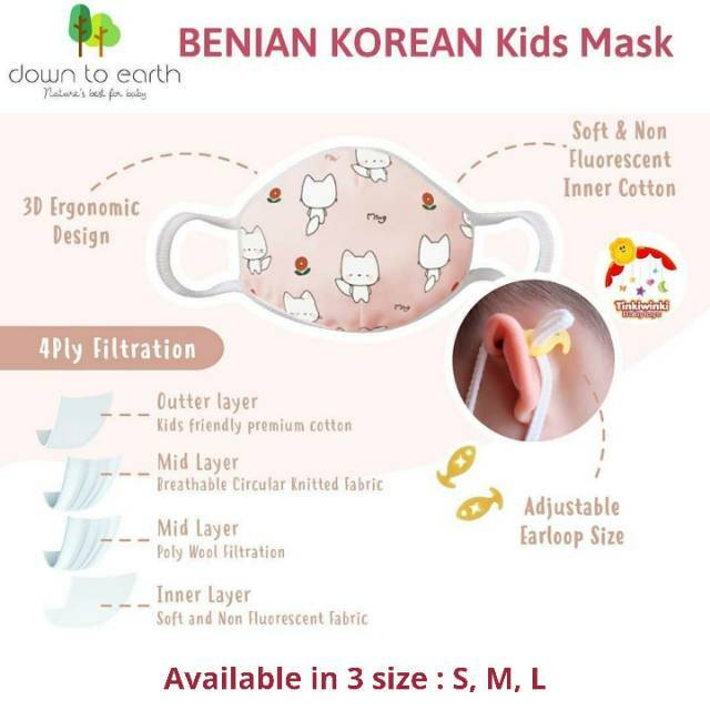 Down to earth Benian Korean Kids Mask Masker Anak