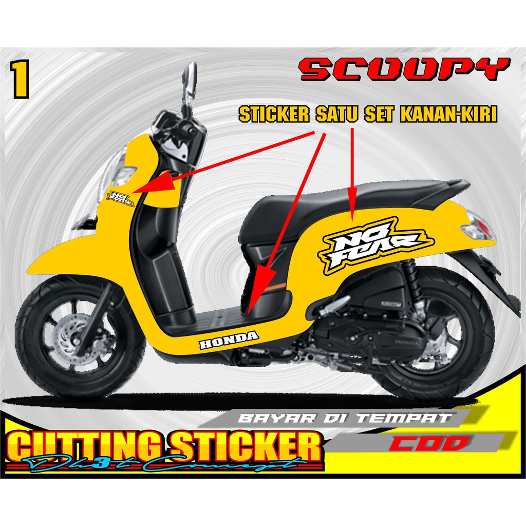 Sticker Scoopy Sticker Logo No Fear all Scoopy Sticker Simple Striping Scoopy Karbu