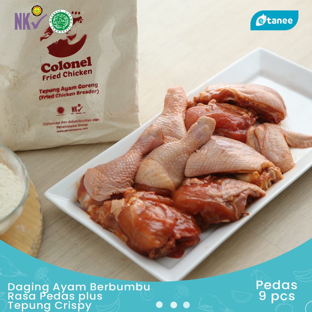 

etanee Daging Ayam Berbumbu Rasa Pedas plus Tepung Crispy isi 9 Pcs