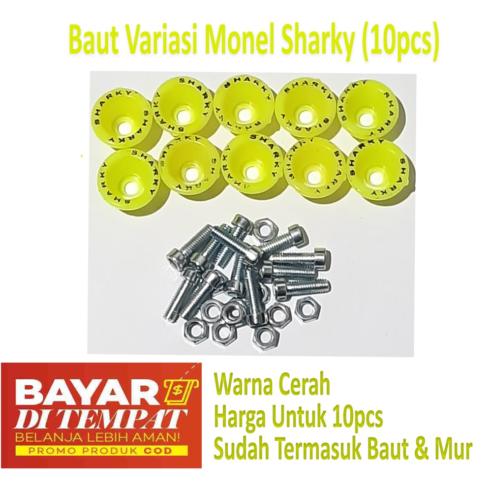 Baut Variasi motor model Sharky (10Pcs) Monel + Baut + Mur