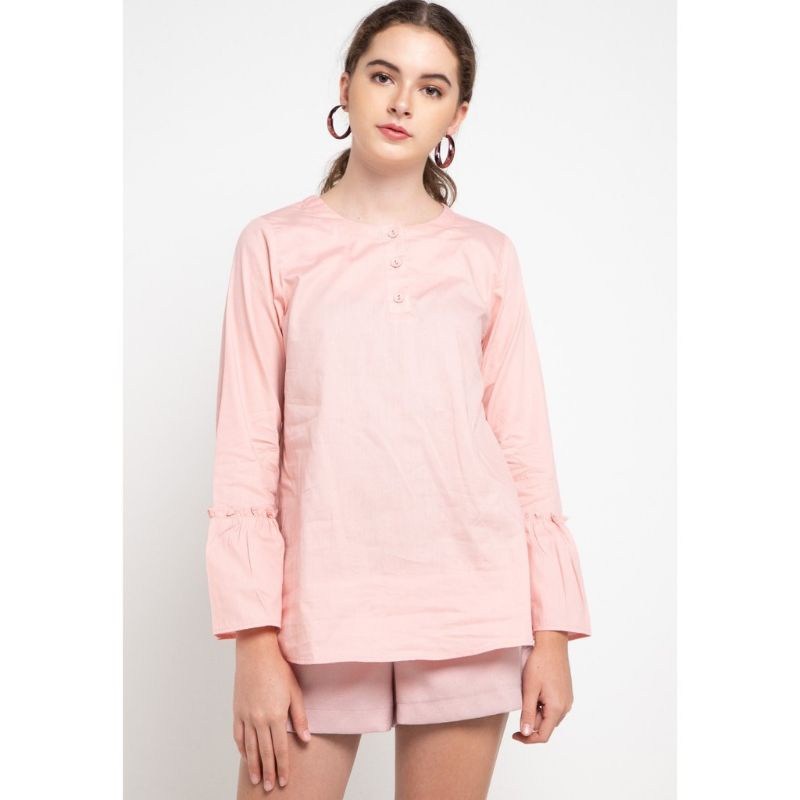 Le'rosetz - kemeja Katun Slop polos button up gading size XXL BIG SIZE UKURAN JUMBO - baby pink size