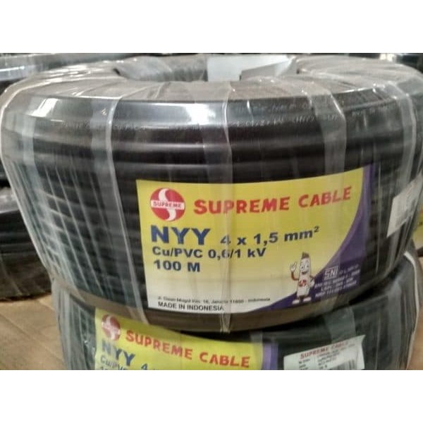 Kabel Listrik Kawat Hitam NYY 4 x 1.5 4 x 1,5 4x1,5 4x1.5 Supreme 100meter Kabel NYY 4 x 1,5mm 4 x 1