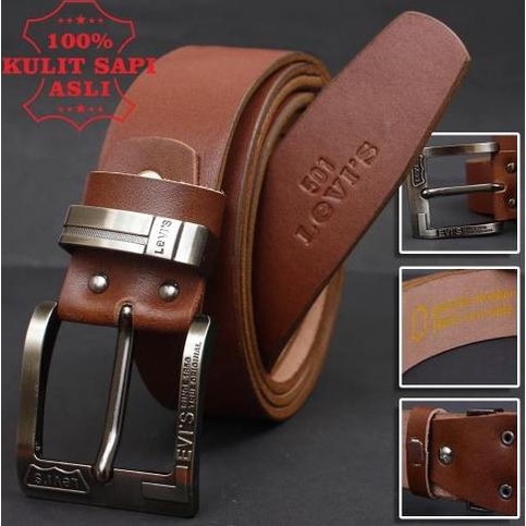 Gesper / Sabuk / Ikat Pinggang Pria Levis Kulit Asli 100%