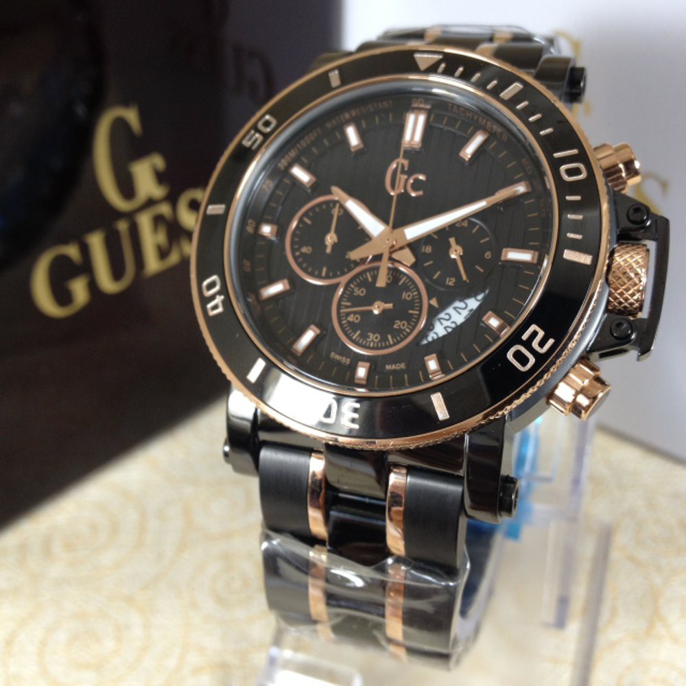 Jam Tangan Pria GU355 Collections X95002G2S (GC) silver gold plat white TIR Premium