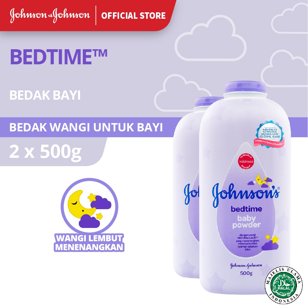 JOHNSON'S Bedtime Baby Powder - Bedak Bayi 500gr - Isi 2