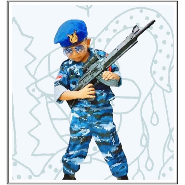 Baju Loreng TNI AU Kostum TNI AU  Baju Profesi TNI AU anak Bonus senapan Serbu