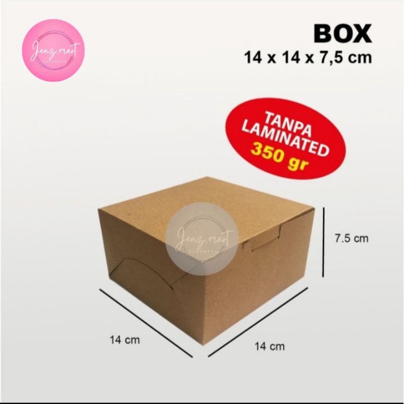 Box Dos Kotak Snack Kue Gift Kraft 14 x 14 x 7,5 cm Sambung Tebal