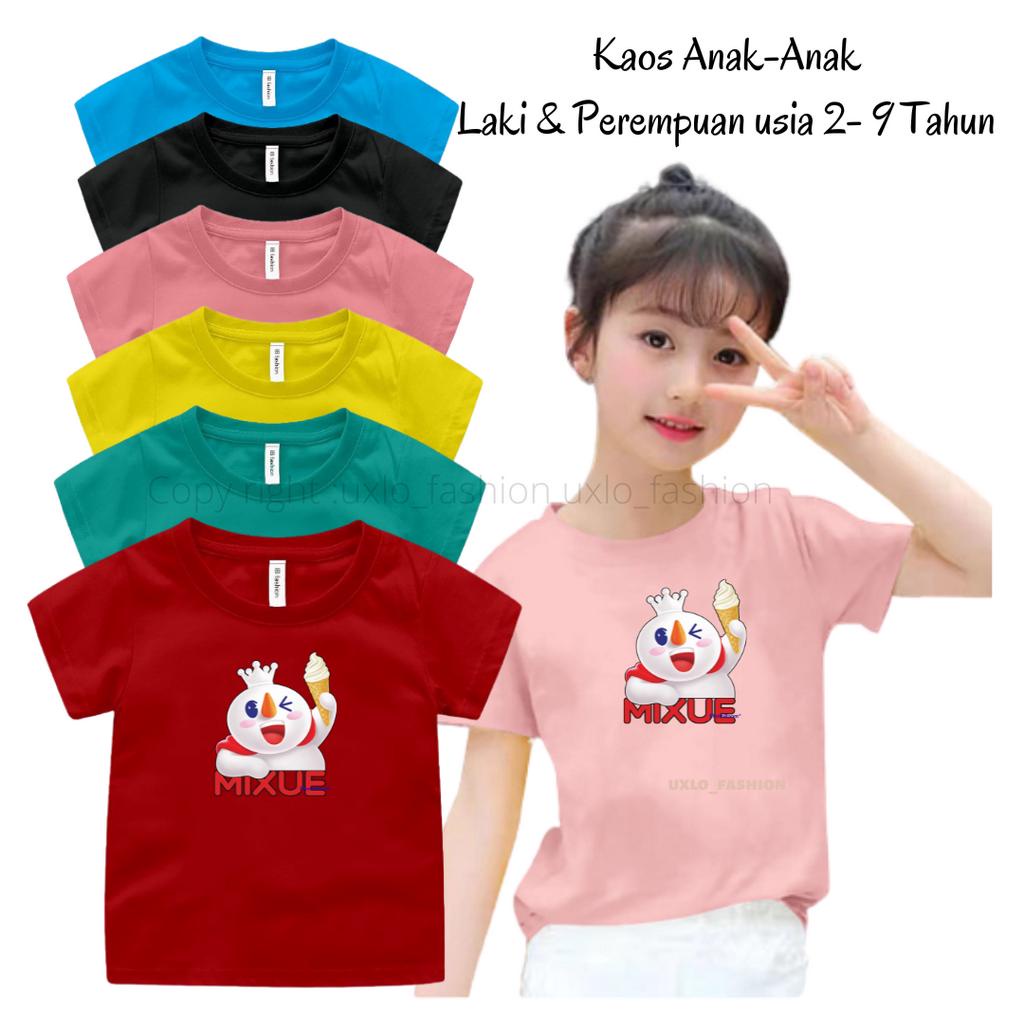 BAJU KAOS OBLONG ANAK PEREMPUAN DAN LAKI MOTIF MIXUE VIRAL USIA 2-9 TAHUN UXLO FASHION