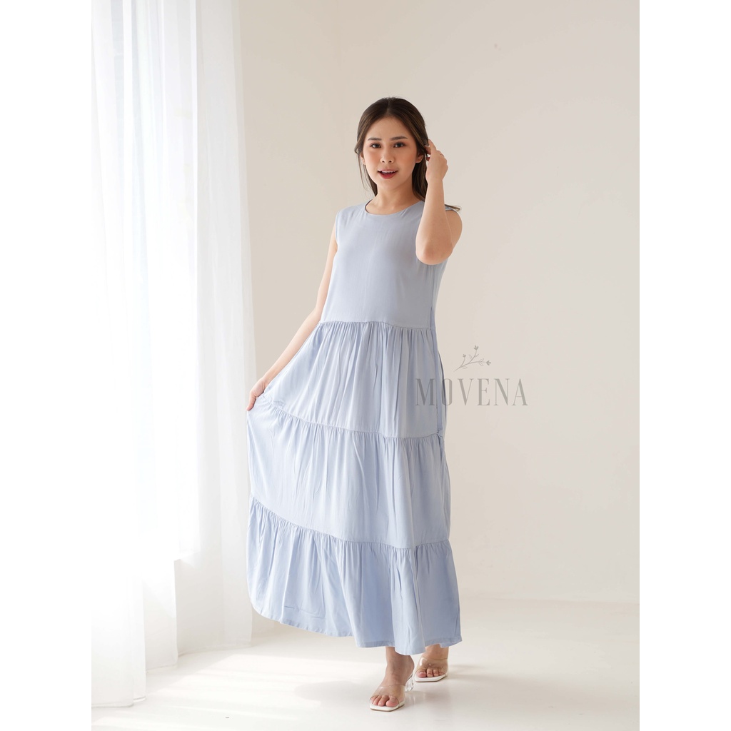 Heidy Flowy Dress / Maxi Dress / Midi Dress Sleeveless Rayon-3