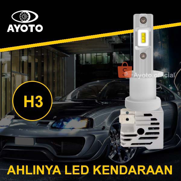 2 PCS ( Sepasang ) Lampu Led Mobil Utama Kabut Headlamp Socket H3 AYOTO Watt35 Single Beam