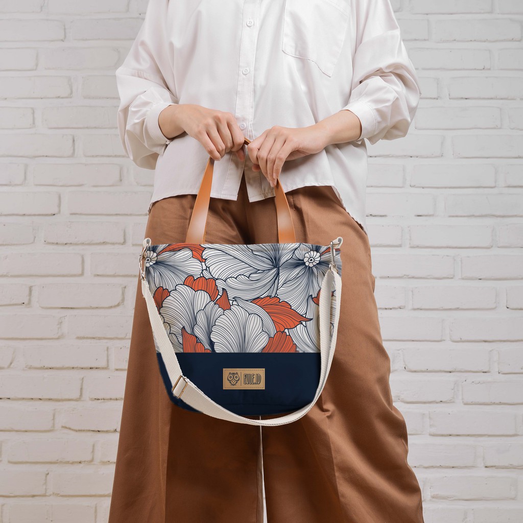 Sling Bag Kanvas Bloem Navy