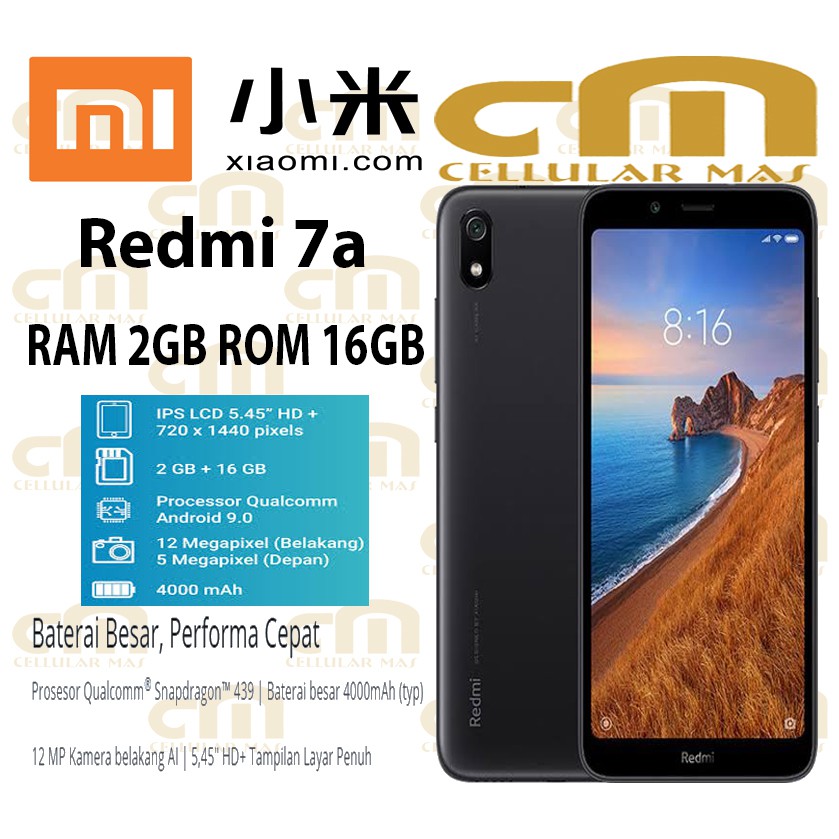 Xiaomi Redmi 7A 2/16 RAM 2GB ROM 16GB GARANSI RESMI XIAOMI