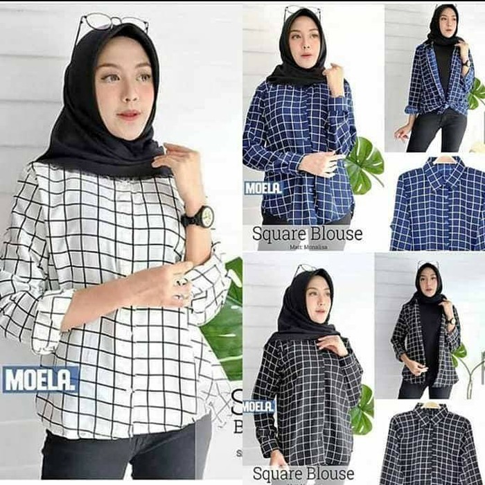 KEMEJA KOTAK-KOTAK MOTIF / SQUARE BLOUSE - Atasan Wanita Motif Monalisa