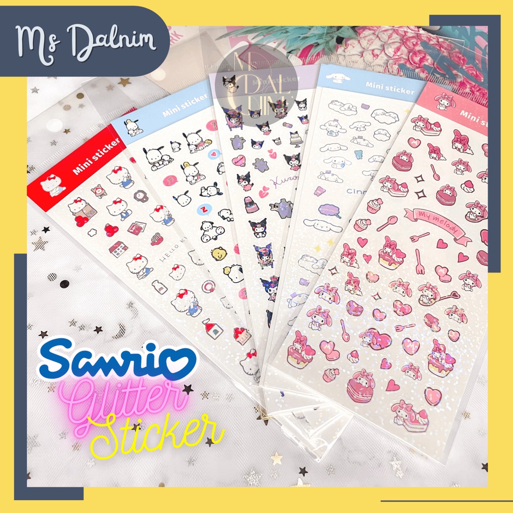 

Stiker Gliter Karakter Sanrio Aesthetic Lucu Korea Tahan Air / Cute Deco Sticker Kuromi Cinnamoroll Laser Glitter PVC Waterproof Dekorasi Journal Diary Bujo Photocard PC Holder Decor HP Kpop Cahol Kawaii DIY Planner Scrapbook Craft [ST15]