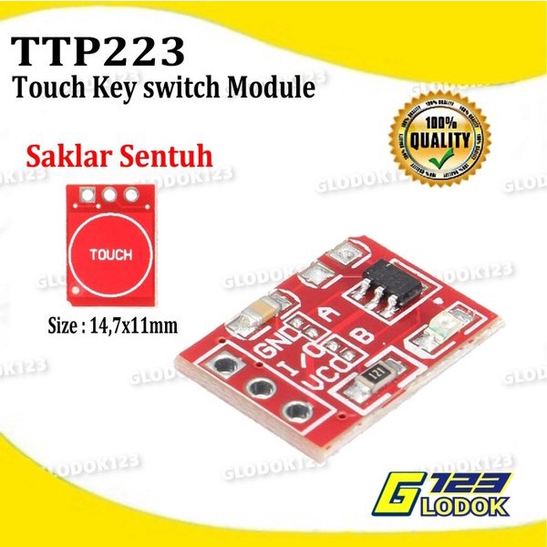 TTP223 Touch Sensor Sentuh Key Module Settable Capacitive 1 Ch Channel