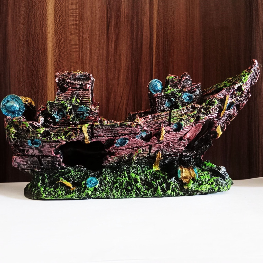 dekorasi aquarium kapal karam, hiasan aquarium kapal karam, dekorasi aquarium kapal, hiasan aquarium