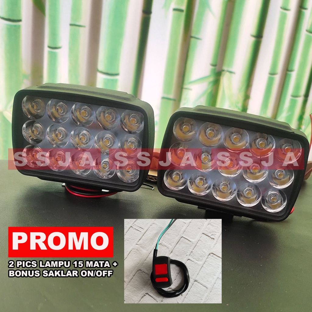 SEPASANG Lampu Tembak Sorot 15 Mata LED 12 VOLT 15 WATT