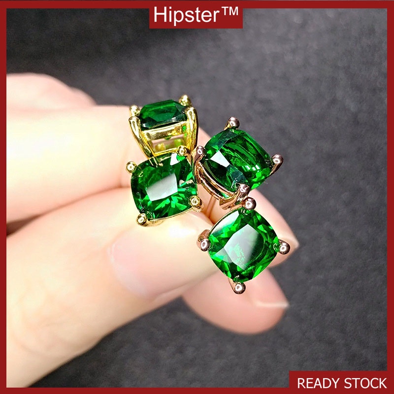 Hot Sale Fashion Socialite Style Green Crystal Simple Stud Earrings