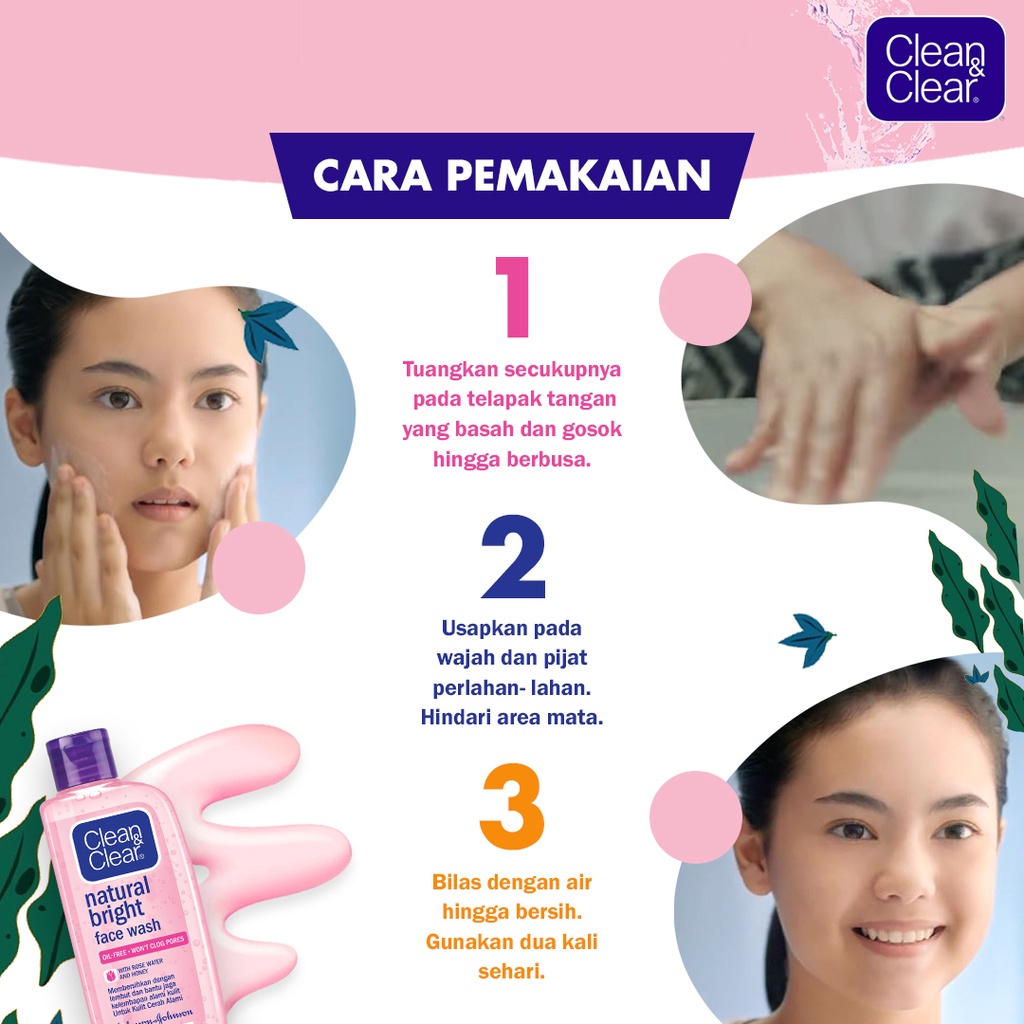 Clean &amp; Clear Natural Bright Face Wash Sabun Cuci Muka Pembersih Pencerah Wajah 50ml / 100ml