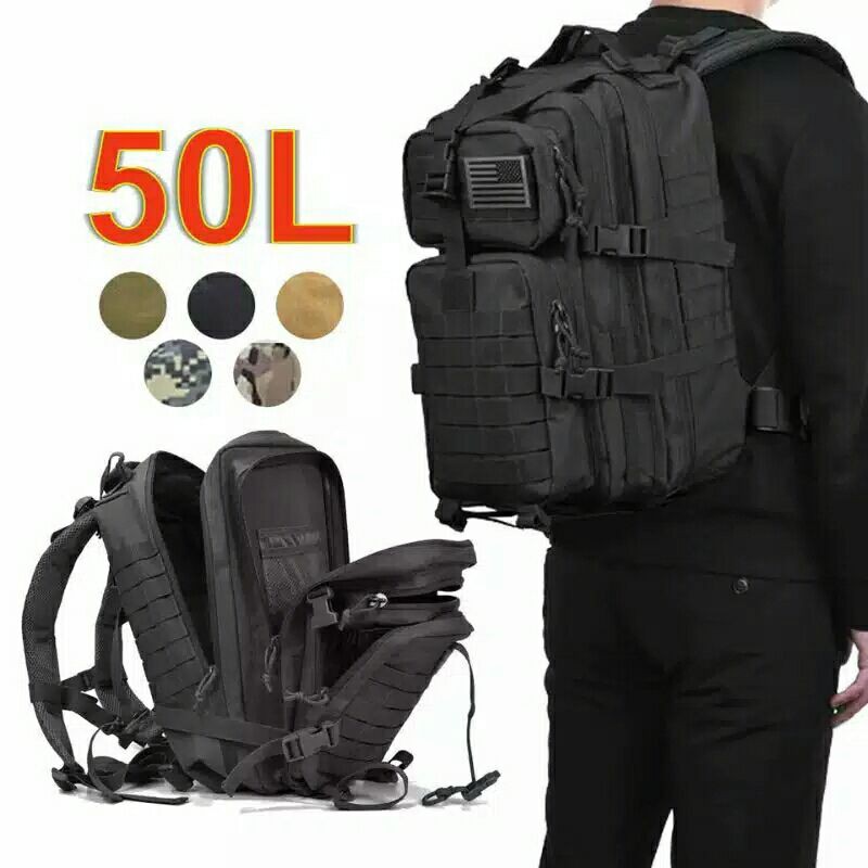 Tas ransel tactical backpack NEW 3P impor 50liter black