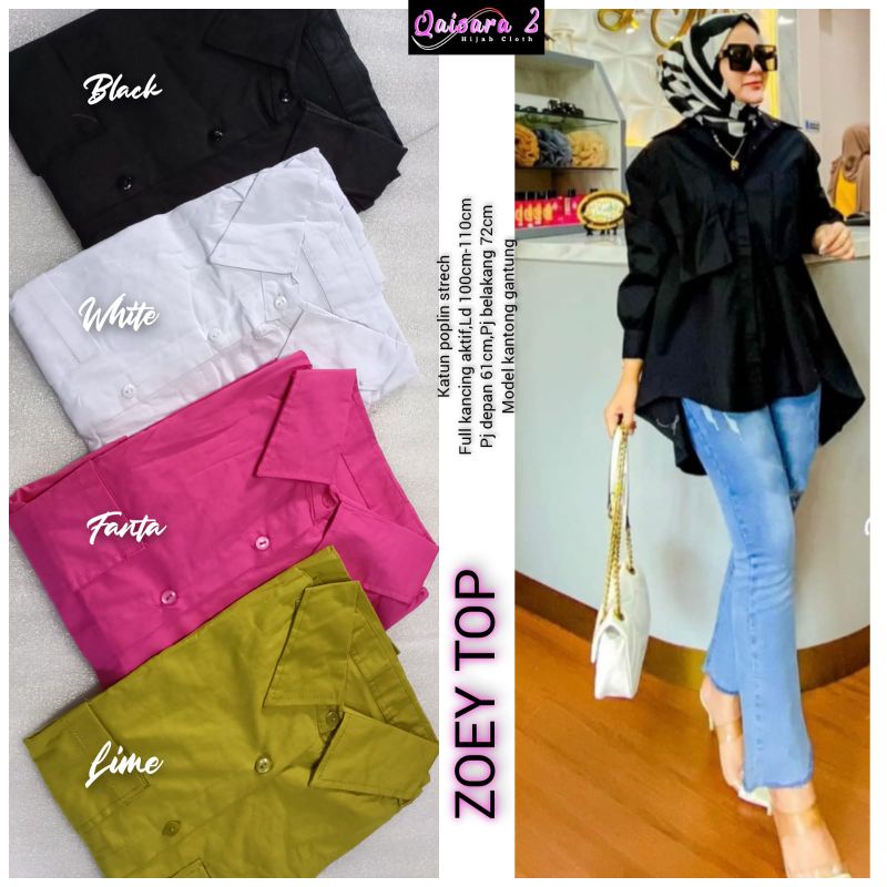 Zoey Top Pocket / Kemeja kantong gantung wanita