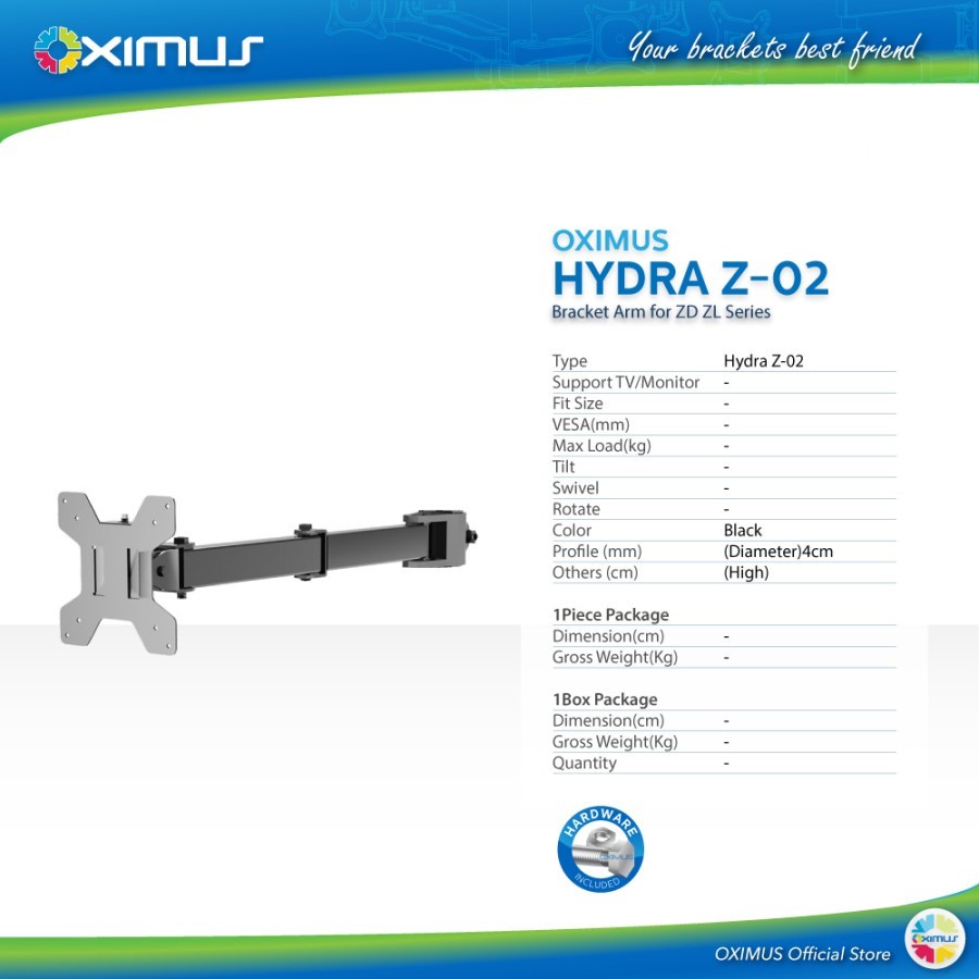 Bracket Arm for ZD / ZL Series OXIMUS HYDRA Z02 ARM