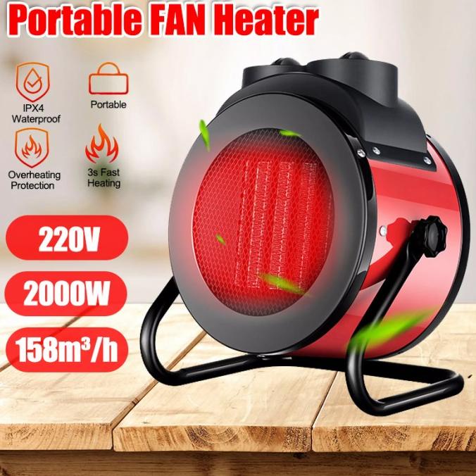 Alat Pemanas Ruangan Keramik 1000 2000W Portable Penghangat FAN Kamar