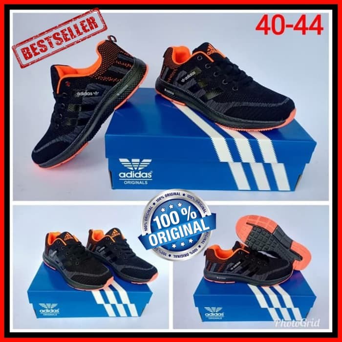 {KUALITAS TERBAIK}      Sepatu Jogging Pria Adidas Original Hitam