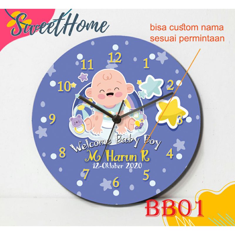 jam dinding Hadiah Kelahiran bayi babygift hampers souvenir custom nama bayi hadiah kado