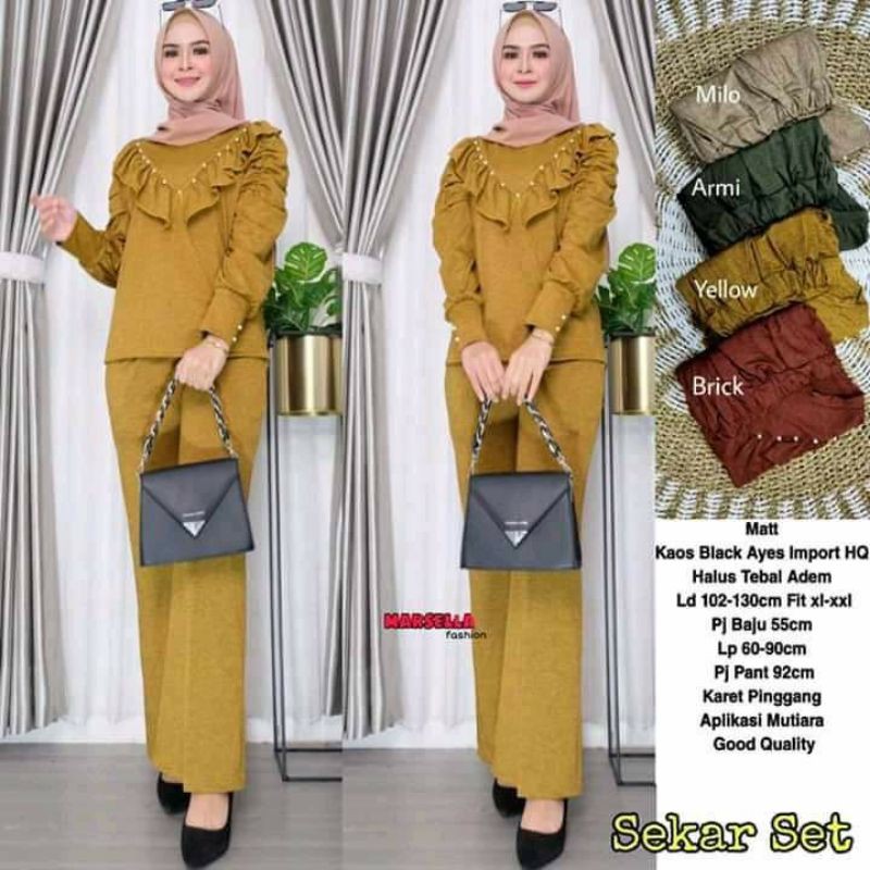 SETELAN WANITA SEKAR LD 102-130 BAHAN KAOS BLACK AYES