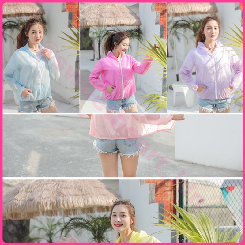 Jaket Anti UV Jaket Hoodie Wanita Pelindung Anti Sinar Matahari / Anti Angin-3