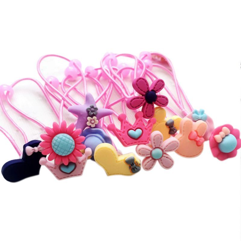 Glitter Child Baby Girls Polished Plastic Hair Clip Cute Cartoon Animal Floral Elastic Rubber Band Ponytail Holder Party Hairpin Barrette Random Style