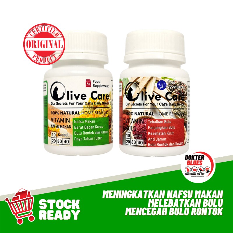 Vitamin Kucing Paket Bulu Gembul - Gemuk Nafsu Makan Lebat Bulu Anti Rontok Jamur - Olive Care