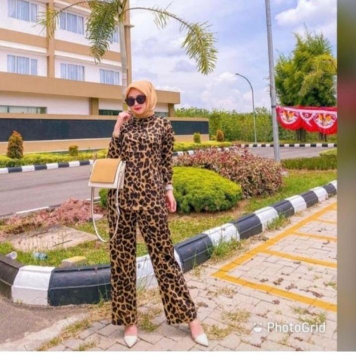 ✔️Paylater Setelan leopard Standar dan jumbo / One set motif macan tutul / setcel kemeja macan terba