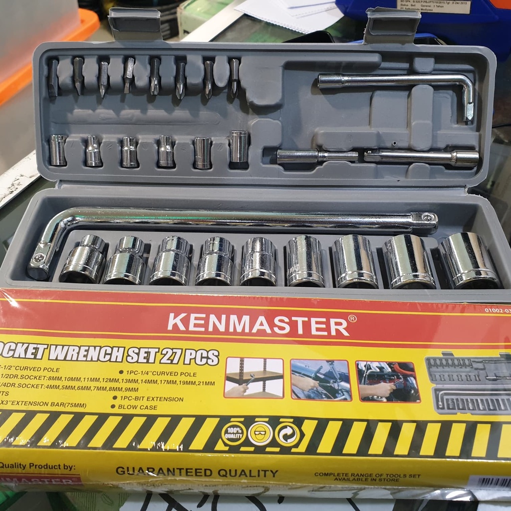 COD ✅ KUNCI SOK WRENCH SET KENMASTER 27 PCS KUNCI SOCKET SET SOKET KENMASTER 27PCS Kenmaster Termurah Berkualitas