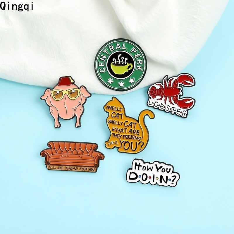 Bros Pin Enamel Desain Kucing Lobster Bau Teh Dan Supper Untuk Hadiah