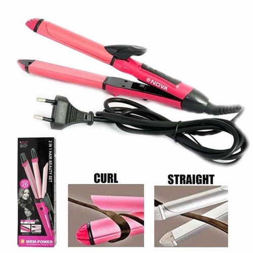 Catok Catokkan Rambut 2 in 1 Nova NHC-2009 Meluruskan dan Keriting Rambut Hair Straightener