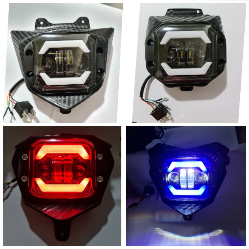 headlamp reflektor case besi klx crf wr 155 led daymaker plus alis angel eyes / lampu depan klx bf crf wr 155