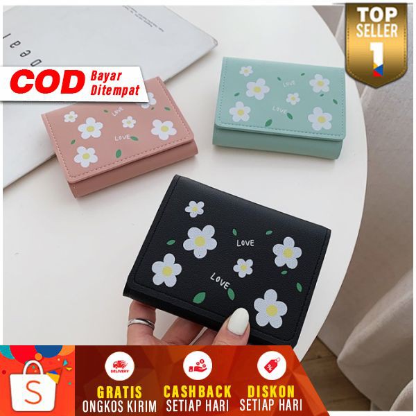 699« Dompet Pendek Wanita Bunga Murah Wallet Lipat Cewek Korea Walet Duit Branded Terbaru