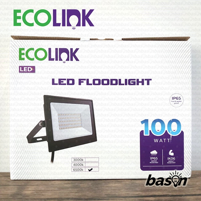 ECOLINK FL007 100W - Lampu Sorot LED Floodlight - IP65 Outdoor