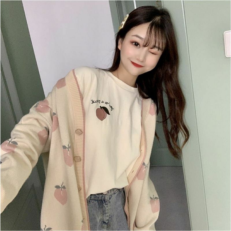 IMPORT WOMAN AUTUMN SPRING CARDIGAN PEACHY KARDIGAN WANITA IMPOR JAKET OUTER MUSIM DINGIN