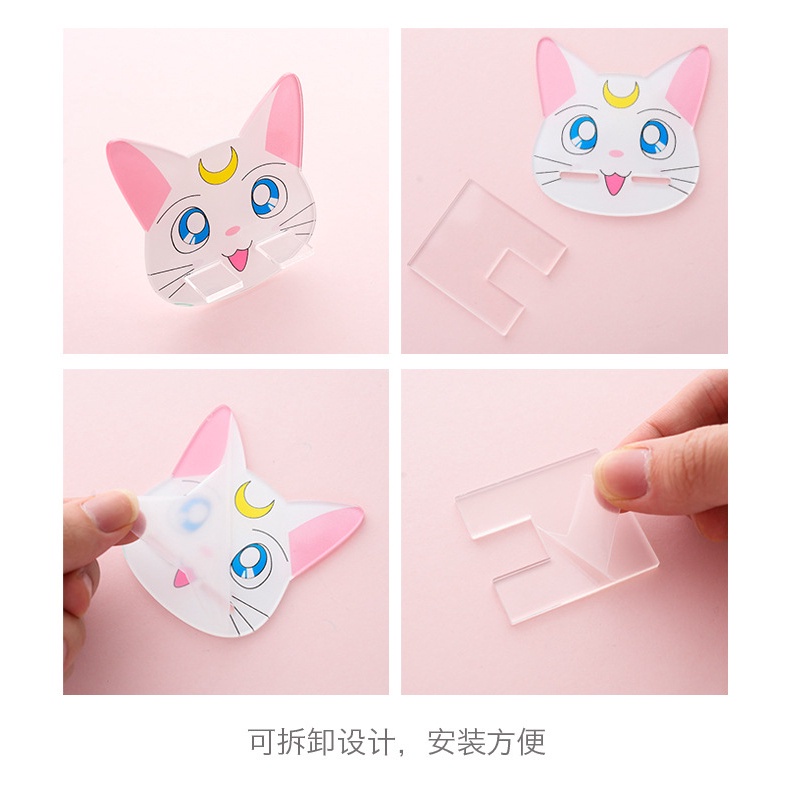 Stand Holder Bentuk Kucing Sailor Moon Bahan Akrilik Untuk Handphone Universal