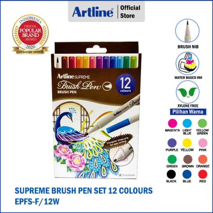 

[[COD]] BRUSH PEN ARTLINE SUPREME BRUSH PEN 12 COLOURS EPFS-F/12W PRODUK TERBATAS Kode 1205