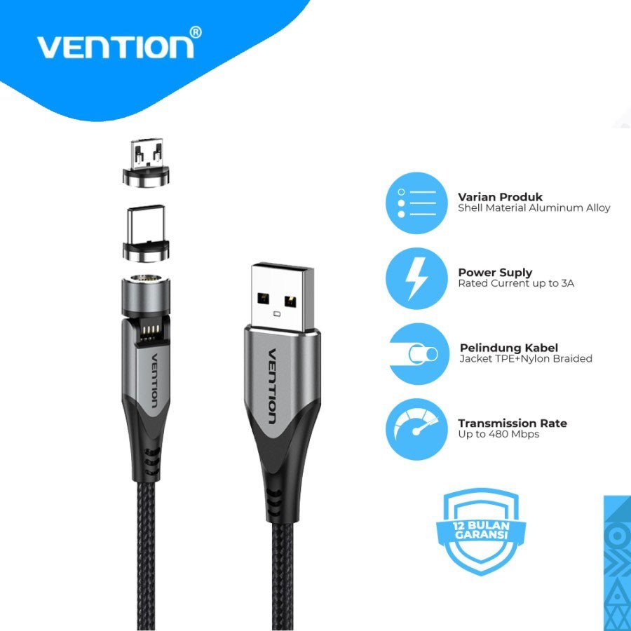 Vention CQX Kabel USB-C Magnetic USB Type C 580 Degree Rotation