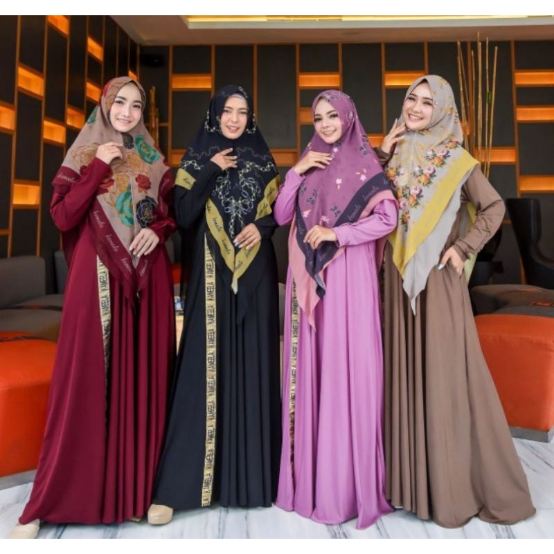 FLOWERY & VICTOIRE KHIMAR ( BOLAK BALIK ) serta LUXURY DAILY dress / gamis kameela hijab original /G