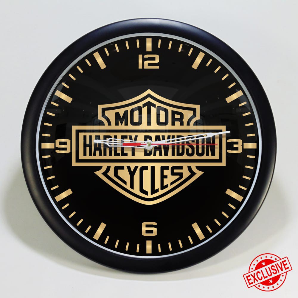 (ISTIMEWA BOSSQUE) JAM DINDING CUSTOM HARLEY DAVIDSON BLACK GOLD - EXCLUSIVE