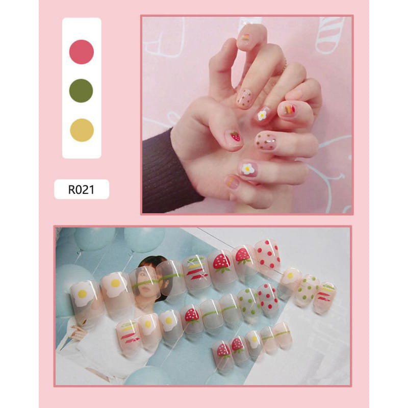 {R021-R040} kuku palsu fake nail art kode R [isi 24pcs + lem + box] kuku palsu R-Fake nail art R